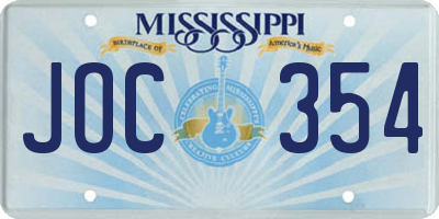 MS license plate JOC354