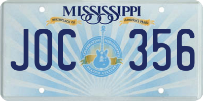 MS license plate JOC356
