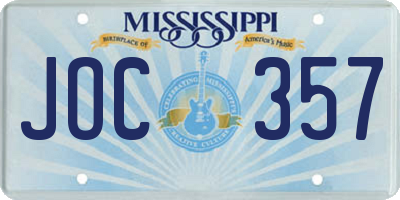 MS license plate JOC357