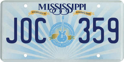 MS license plate JOC359
