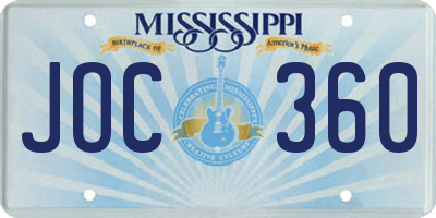MS license plate JOC360