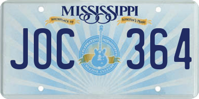 MS license plate JOC364