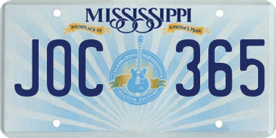MS license plate JOC365