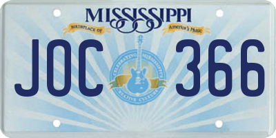 MS license plate JOC366