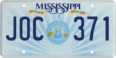 MS license plate JOC371