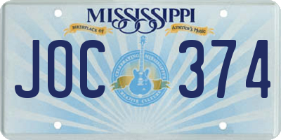 MS license plate JOC374