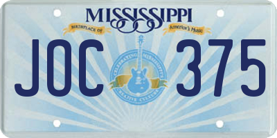MS license plate JOC375