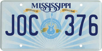 MS license plate JOC376