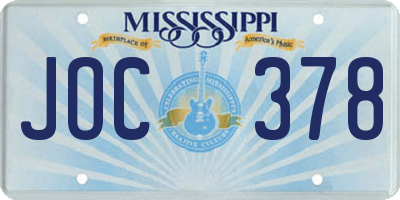 MS license plate JOC378