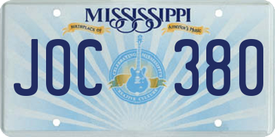 MS license plate JOC380