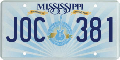MS license plate JOC381