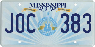 MS license plate JOC383