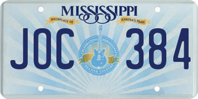 MS license plate JOC384