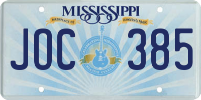 MS license plate JOC385