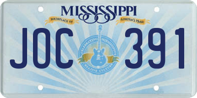 MS license plate JOC391