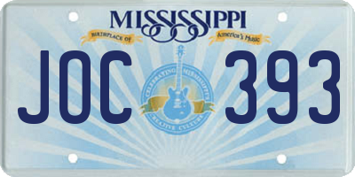 MS license plate JOC393