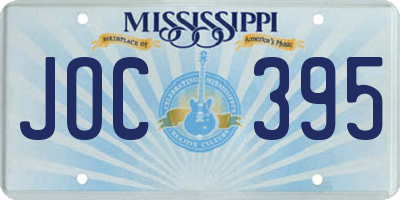 MS license plate JOC395