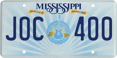 MS license plate JOC400