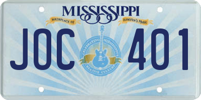 MS license plate JOC401