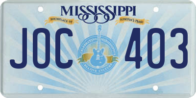 MS license plate JOC403
