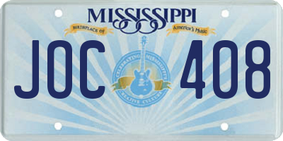MS license plate JOC408