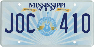 MS license plate JOC410