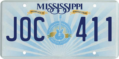 MS license plate JOC411