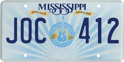 MS license plate JOC412