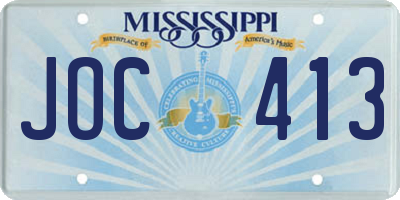 MS license plate JOC413