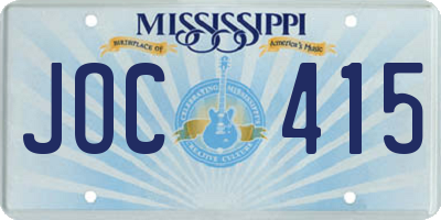 MS license plate JOC415