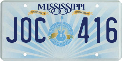 MS license plate JOC416