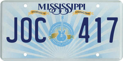MS license plate JOC417