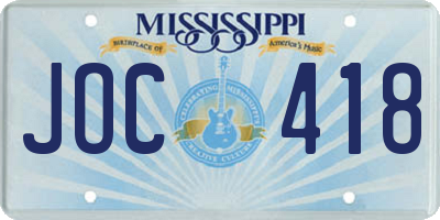 MS license plate JOC418