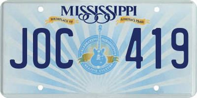 MS license plate JOC419