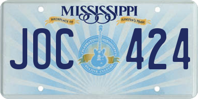 MS license plate JOC424