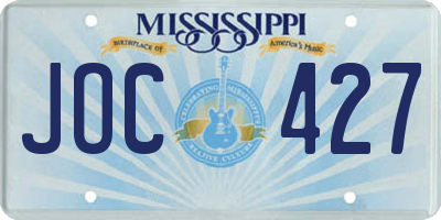 MS license plate JOC427