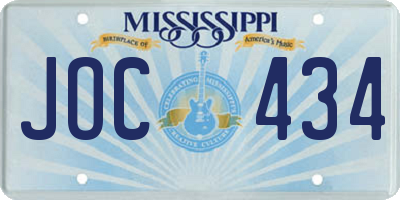 MS license plate JOC434