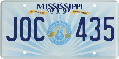 MS license plate JOC435