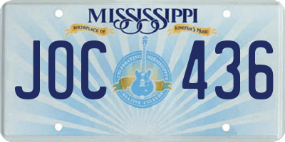 MS license plate JOC436