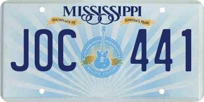 MS license plate JOC441