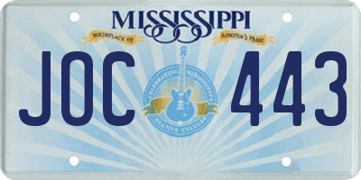 MS license plate JOC443