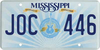 MS license plate JOC446