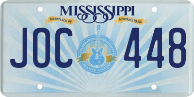 MS license plate JOC448