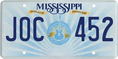 MS license plate JOC452