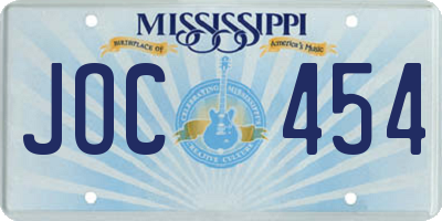 MS license plate JOC454
