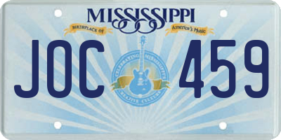 MS license plate JOC459