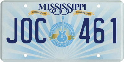 MS license plate JOC461