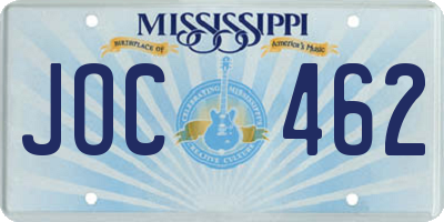 MS license plate JOC462