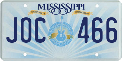 MS license plate JOC466