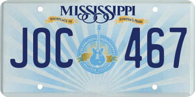 MS license plate JOC467